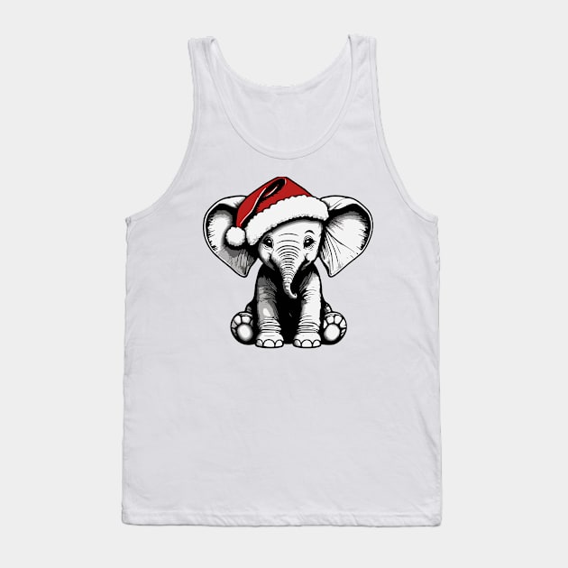 Christmas Elephant with Santa Hat Tank Top by Luvleigh